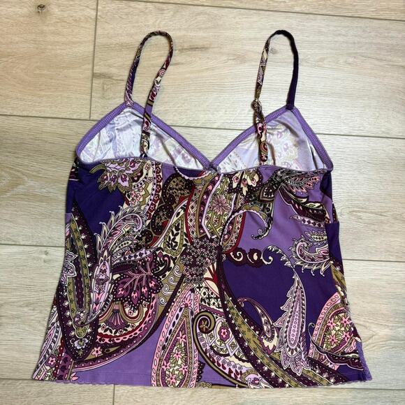 Purple paisley y2k style lace trim print cami top size medium - Picture 3 of 5